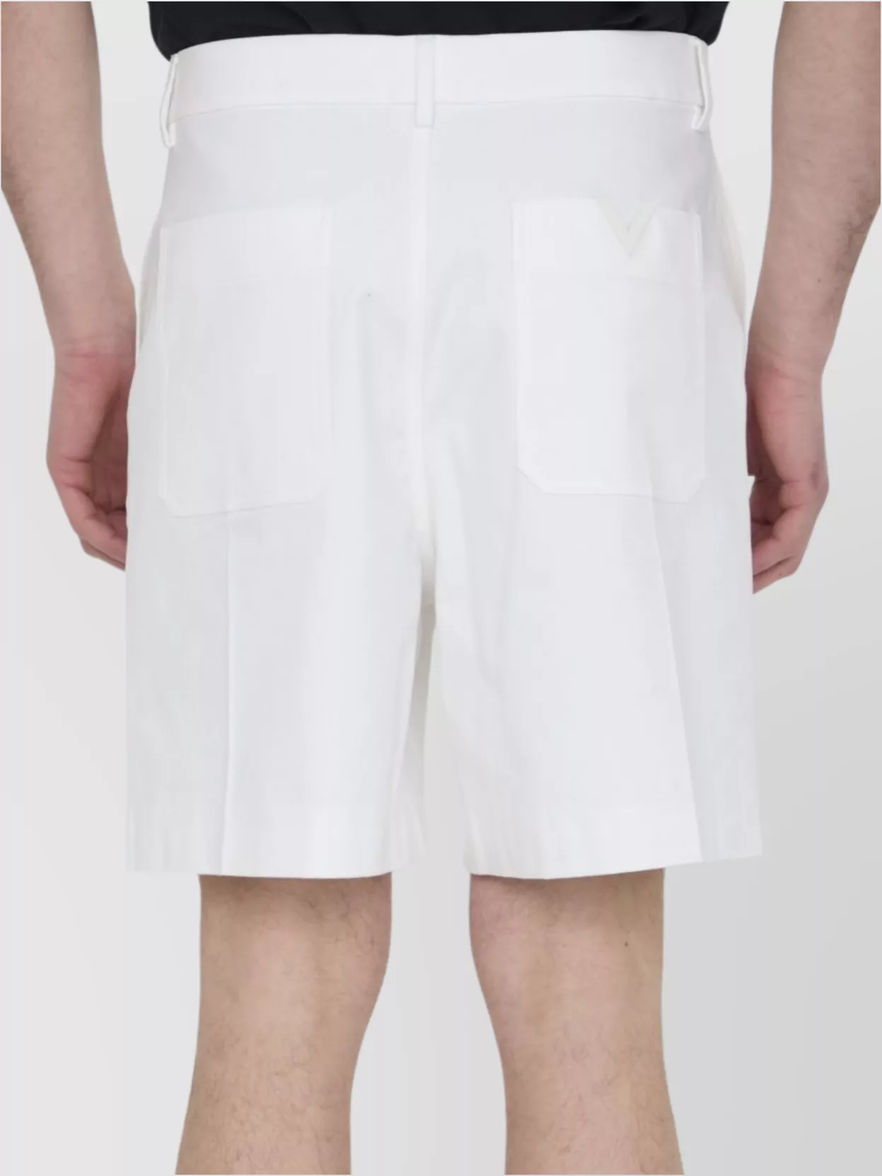 Valentino Garavani Cotton Canvas Shorts Featuring V-Shaped Detail
