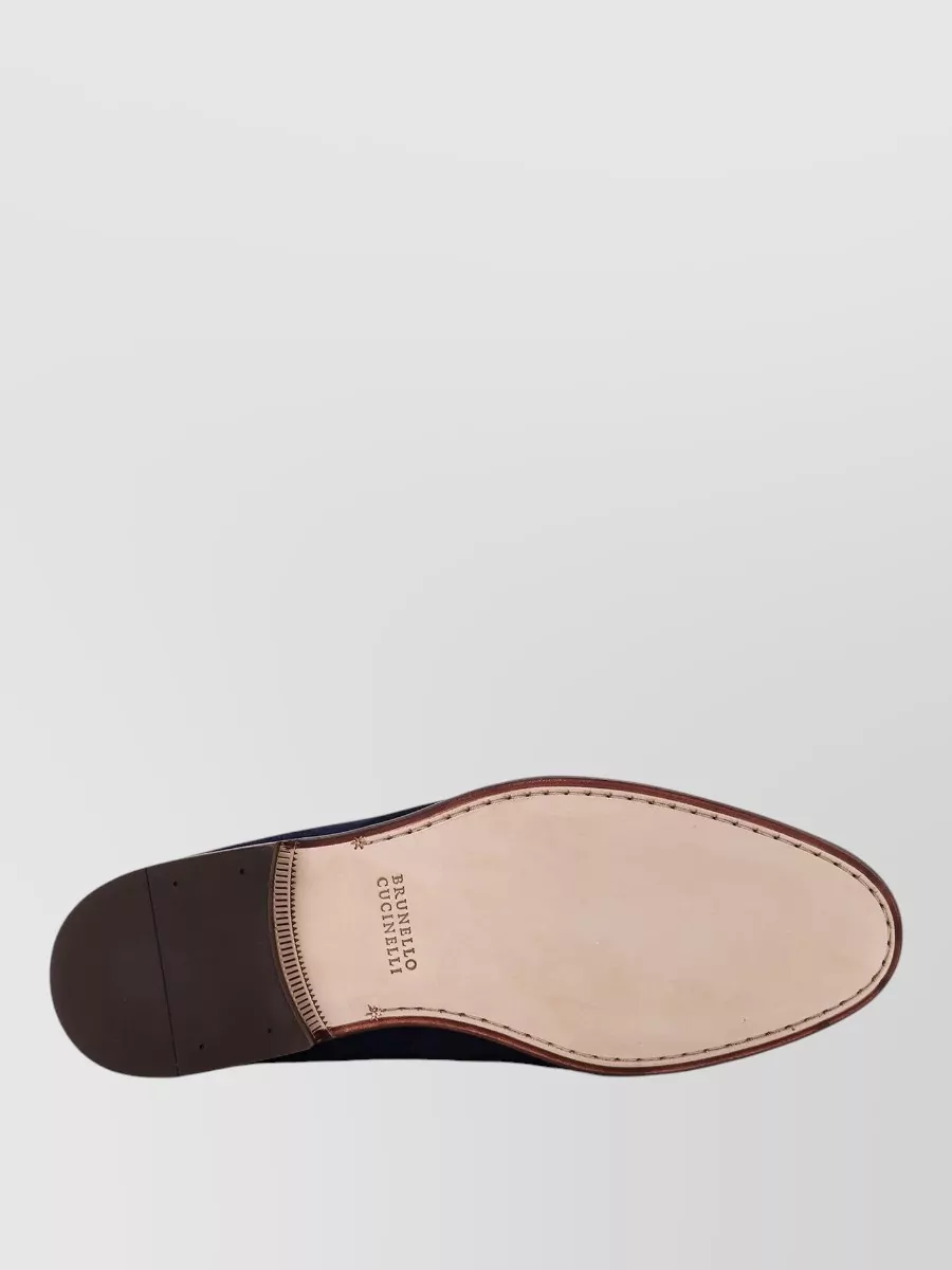 Brunello Cucinelli Suede Loafers Almond Toe Leather Sole