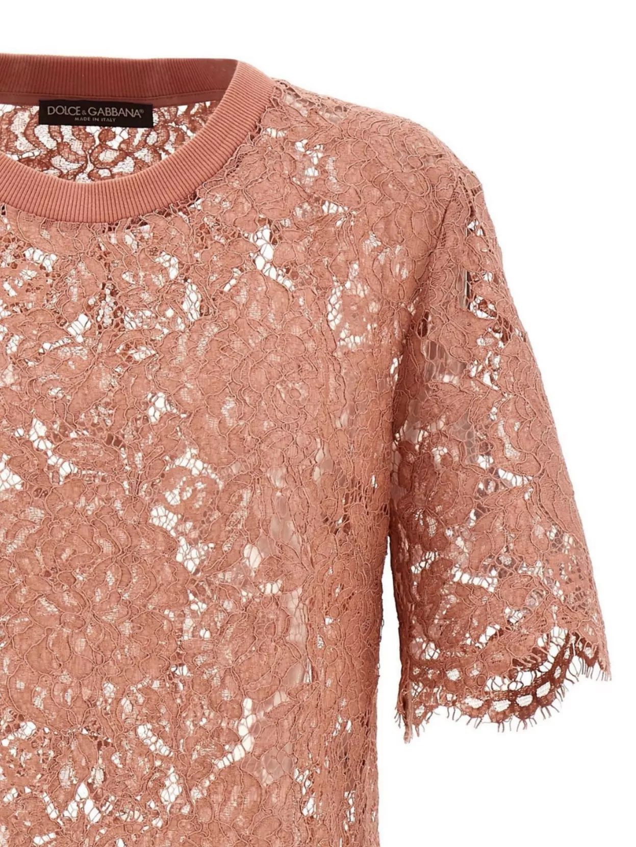 Dolce & Gabbana Dolce&gabbana Pink Lace T Shirt