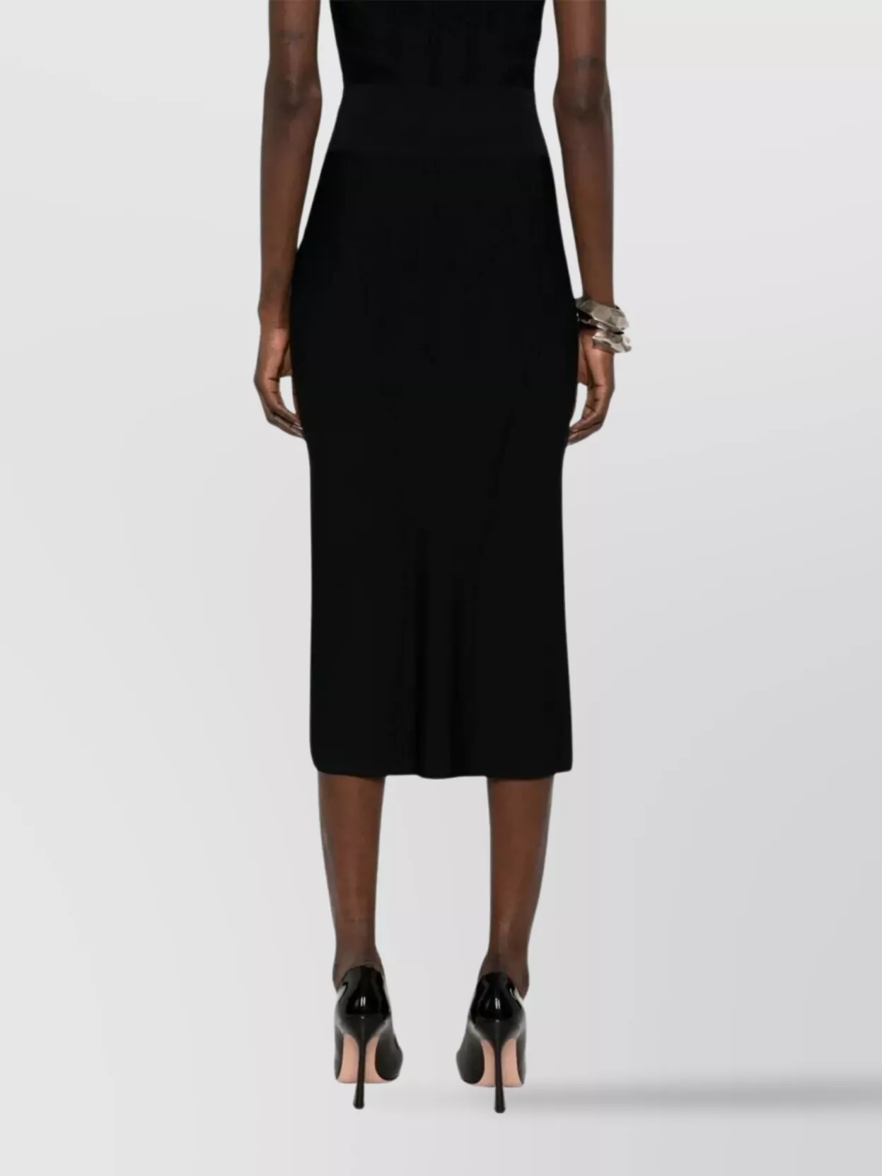 Mugler Ribbed Strapless Fitted Midi Dress