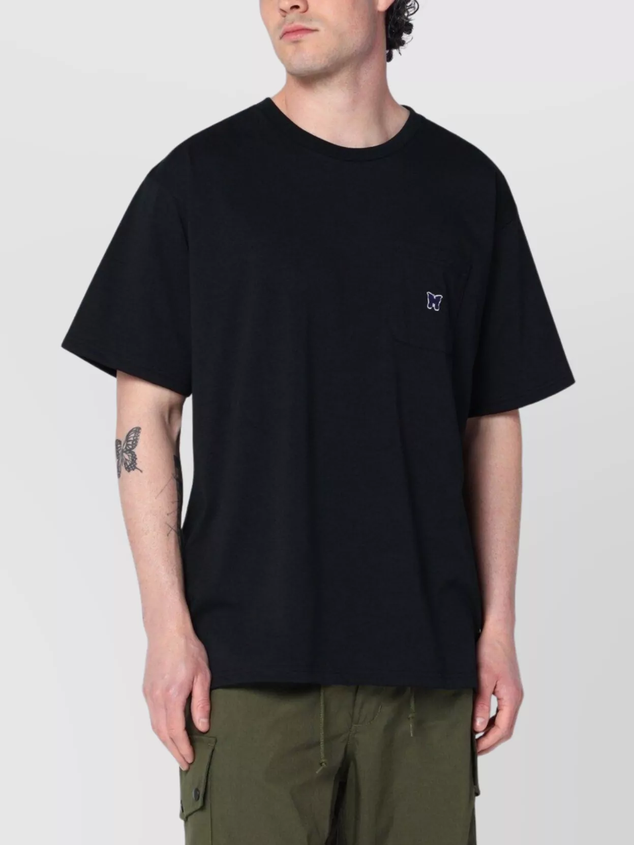 Needles Logo Patch Pocket T-shirt In Black