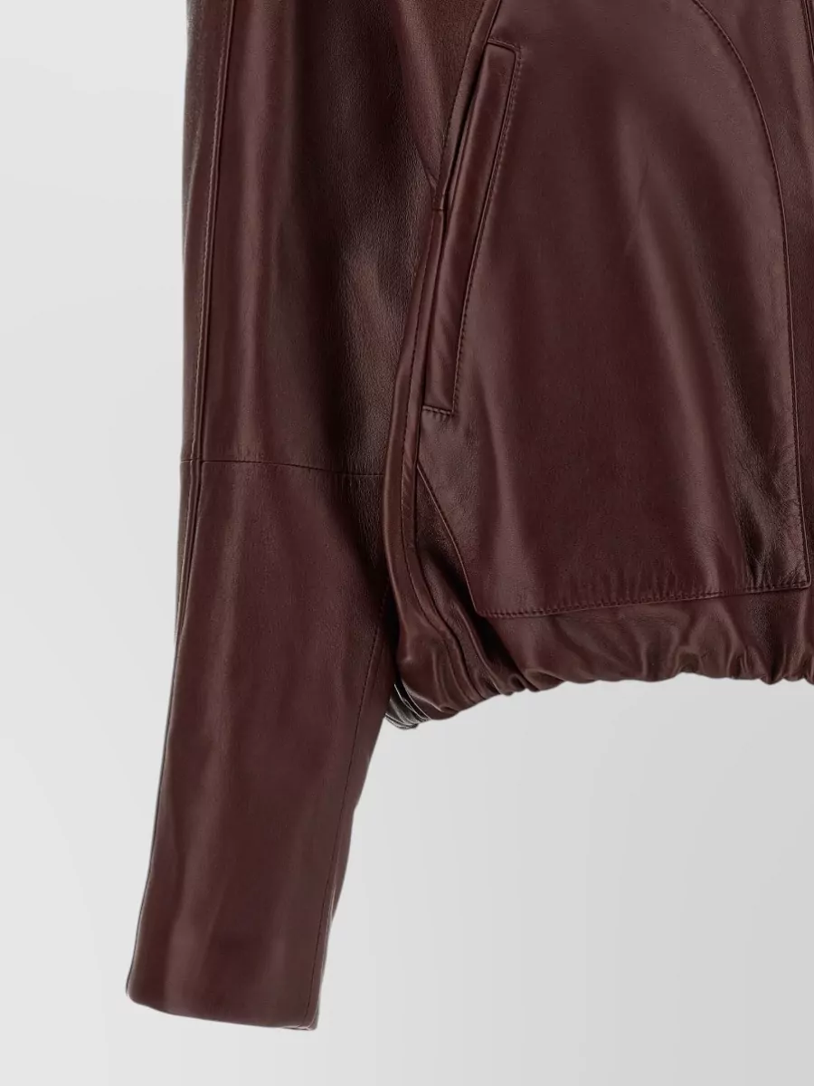 Brunello Cucinelli Nappa Leather Panelled Cropped Single-Breasted Coat