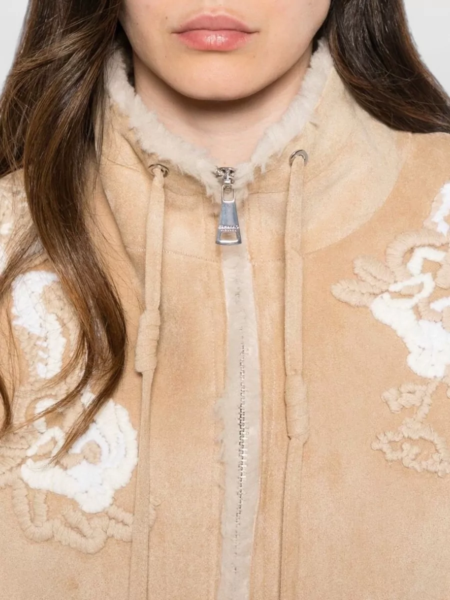 Ermanno Firenze Embroidered Faux Shearling Jacket