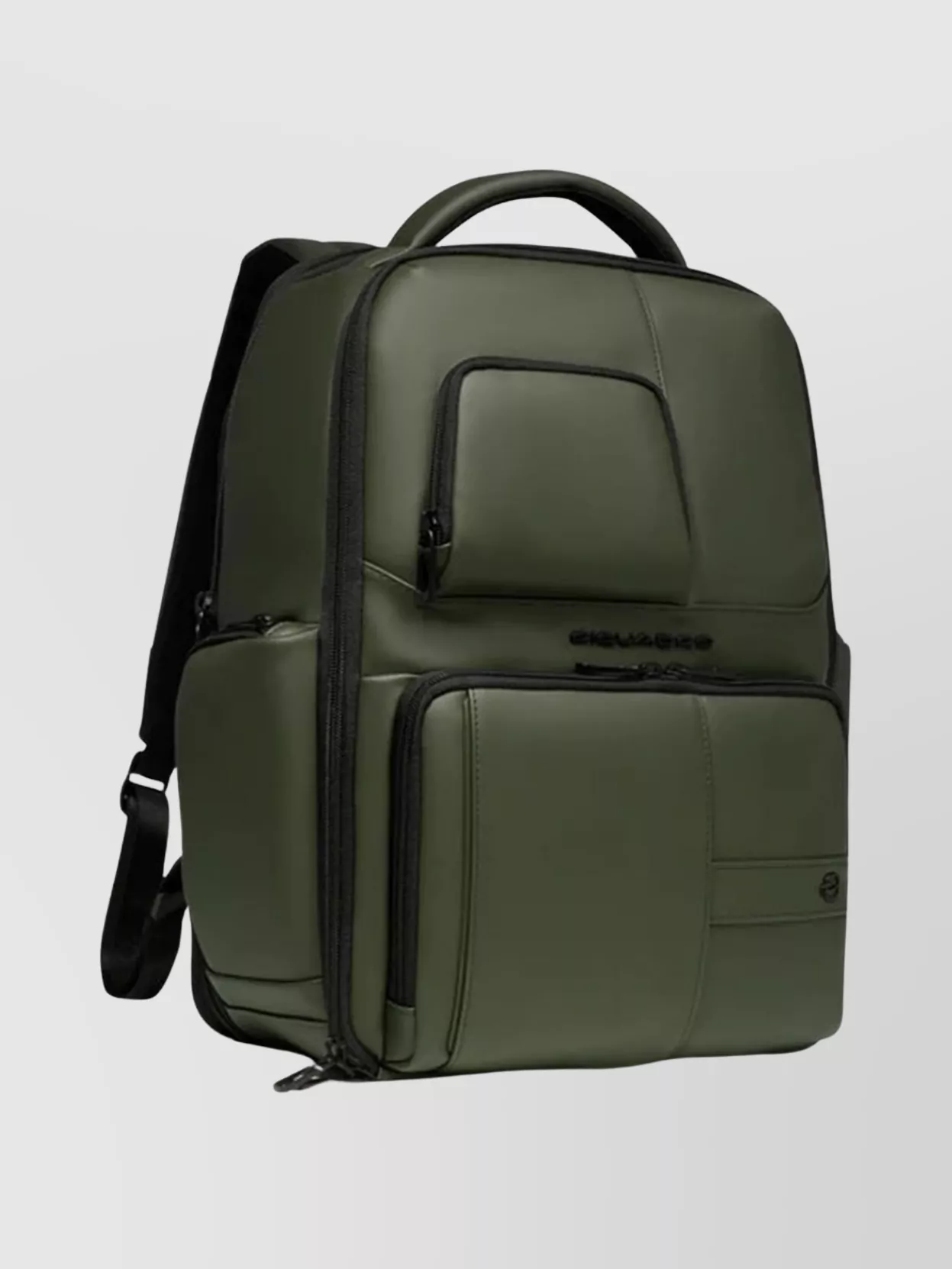 Piquadro Expandable Laptop Backpack Front Zip Pocket In Green