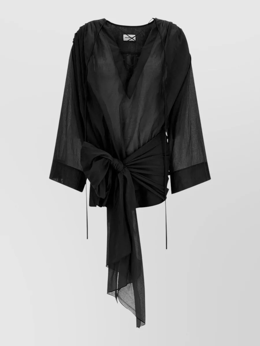 The Andamane Cotton mini v-neck long-sleeve dress