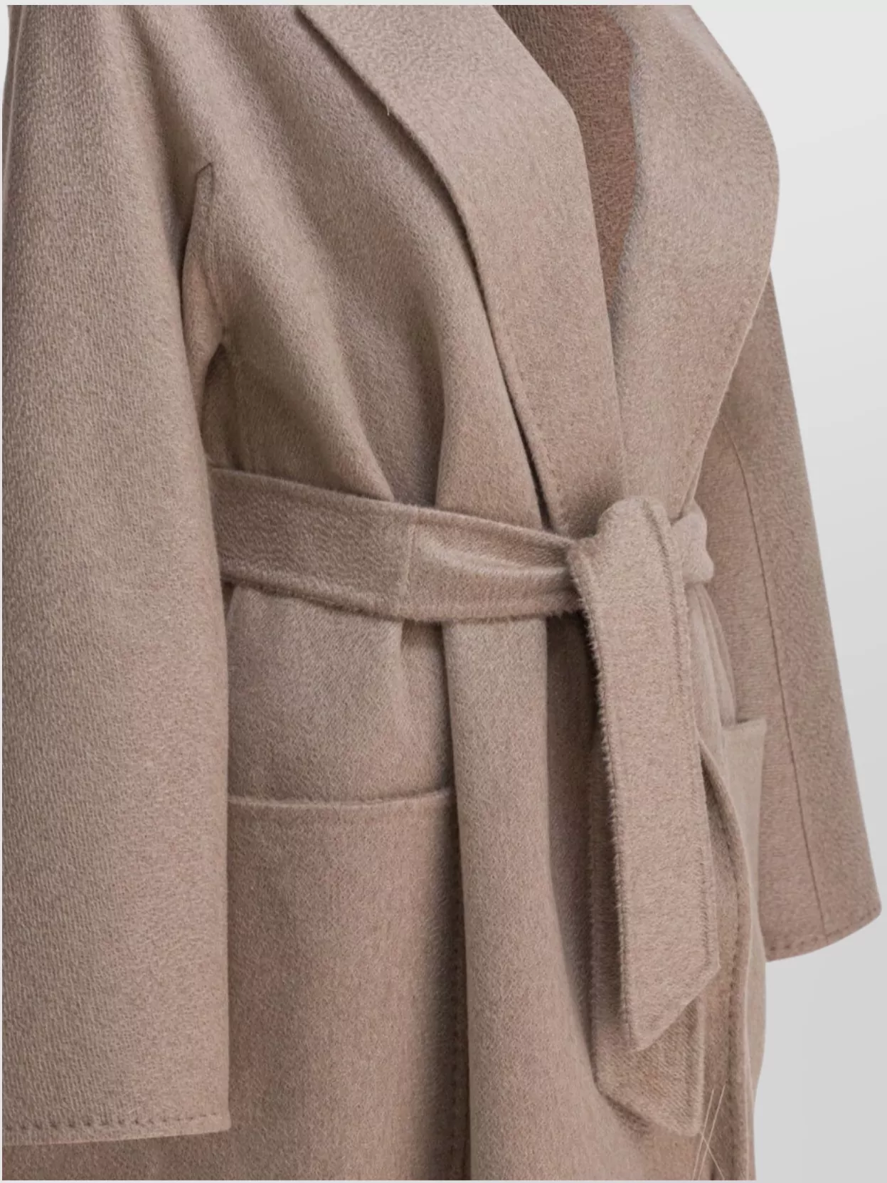 Max Mara Waist Belted Long Sleeves Front Pockets Lapels In Gray