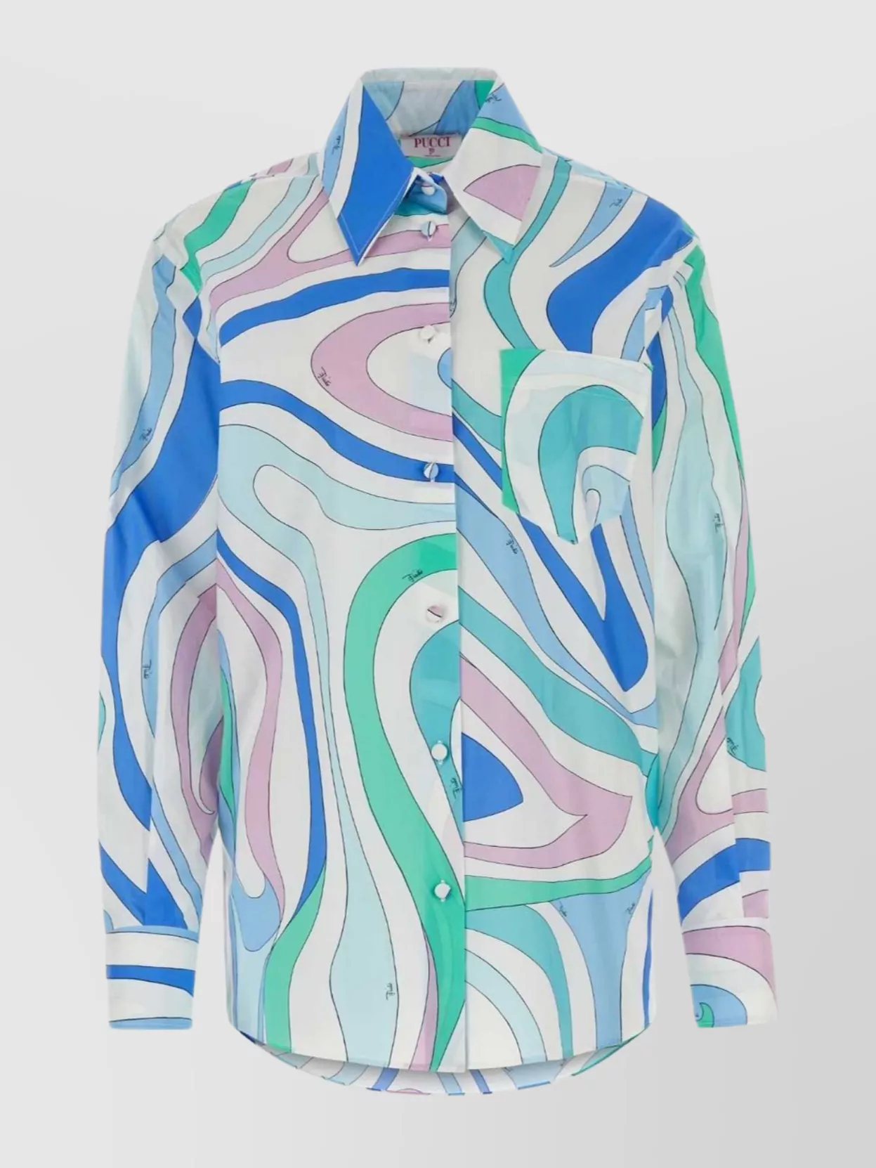 Shop Emilio Pucci Printed Design Poplin Shirt With Cuff Sleeves
