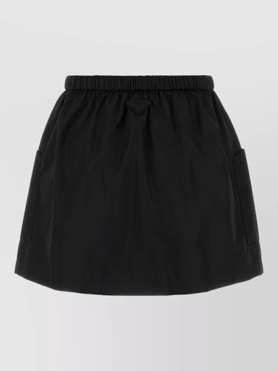 Prada Re Nylon Mini Skirt Belt Detail Pockets In Black