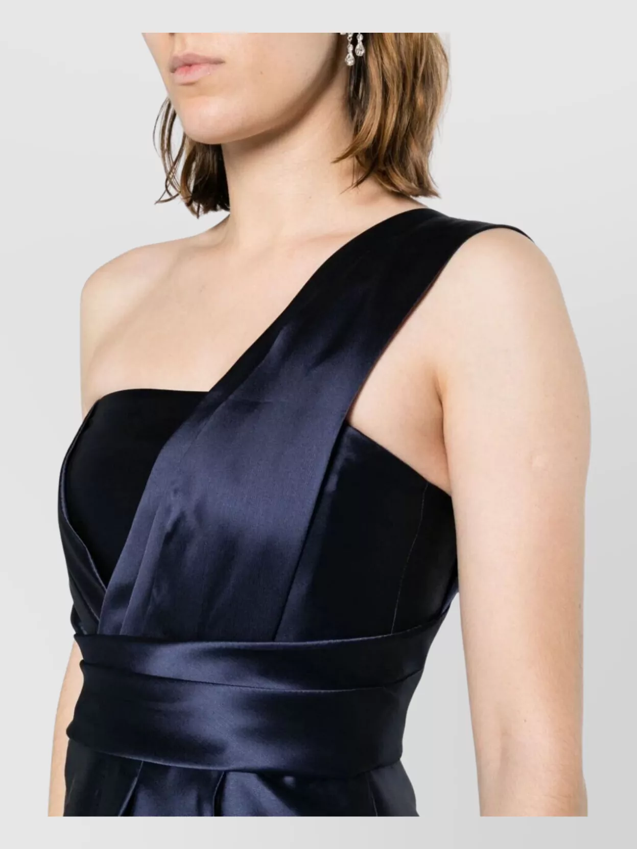 Alberta Ferretti Draped One-Shoulder Satin Long Dress