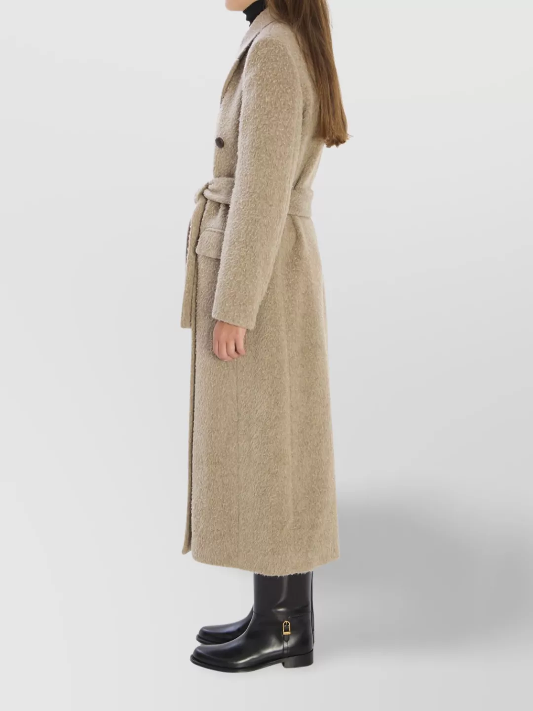 Golden Goose Double-breasted Wool Blend Long Coat In Neutral