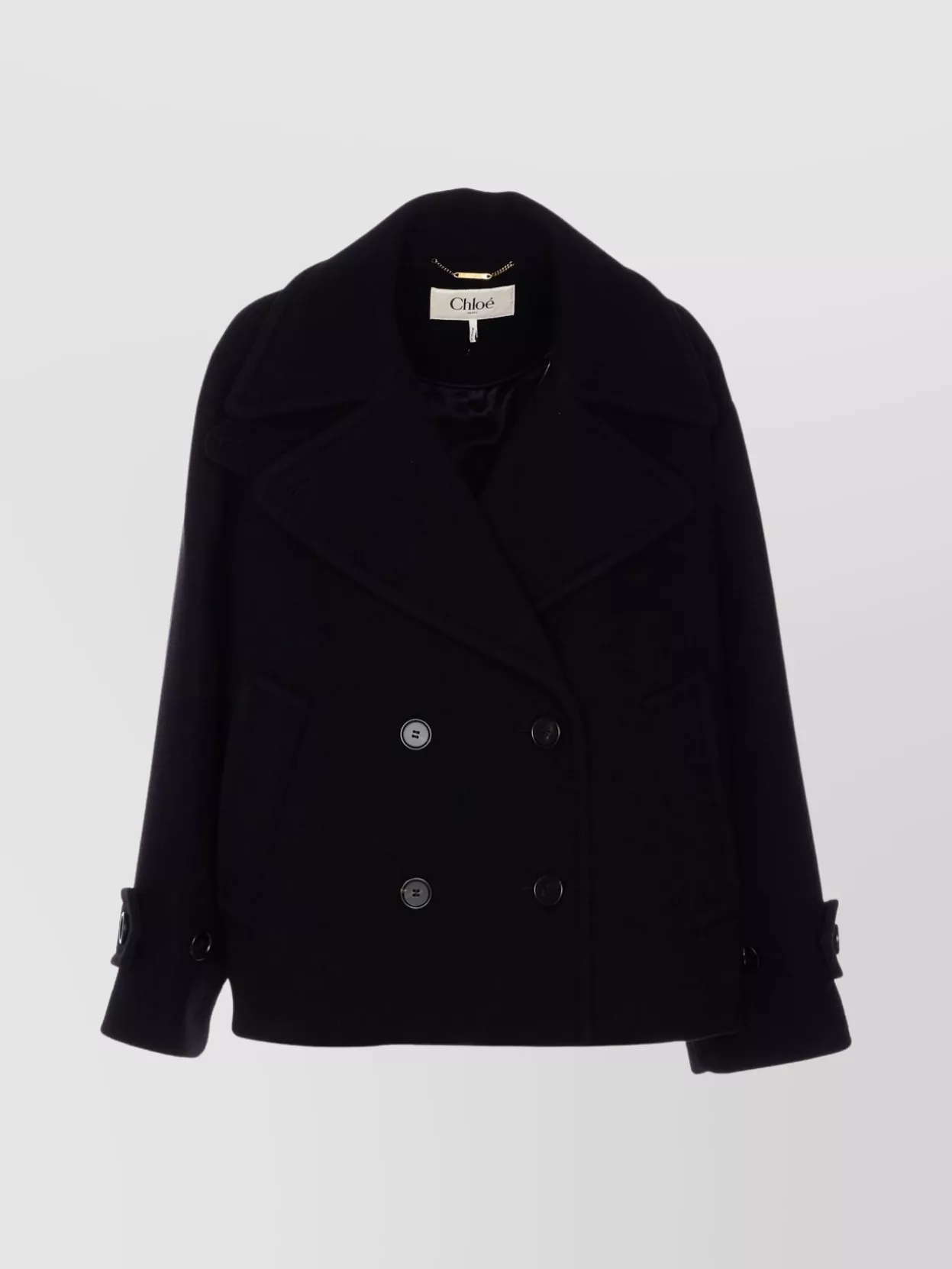 Chloé Double-breasted Notched Lapels Jacket Pockets In Black