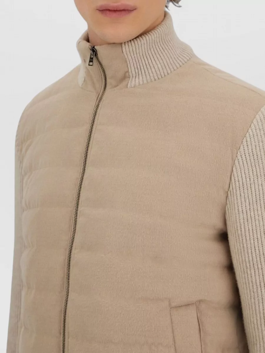 Herno Down High Collar Long-Sleeve Ribbed Puffer Jacket