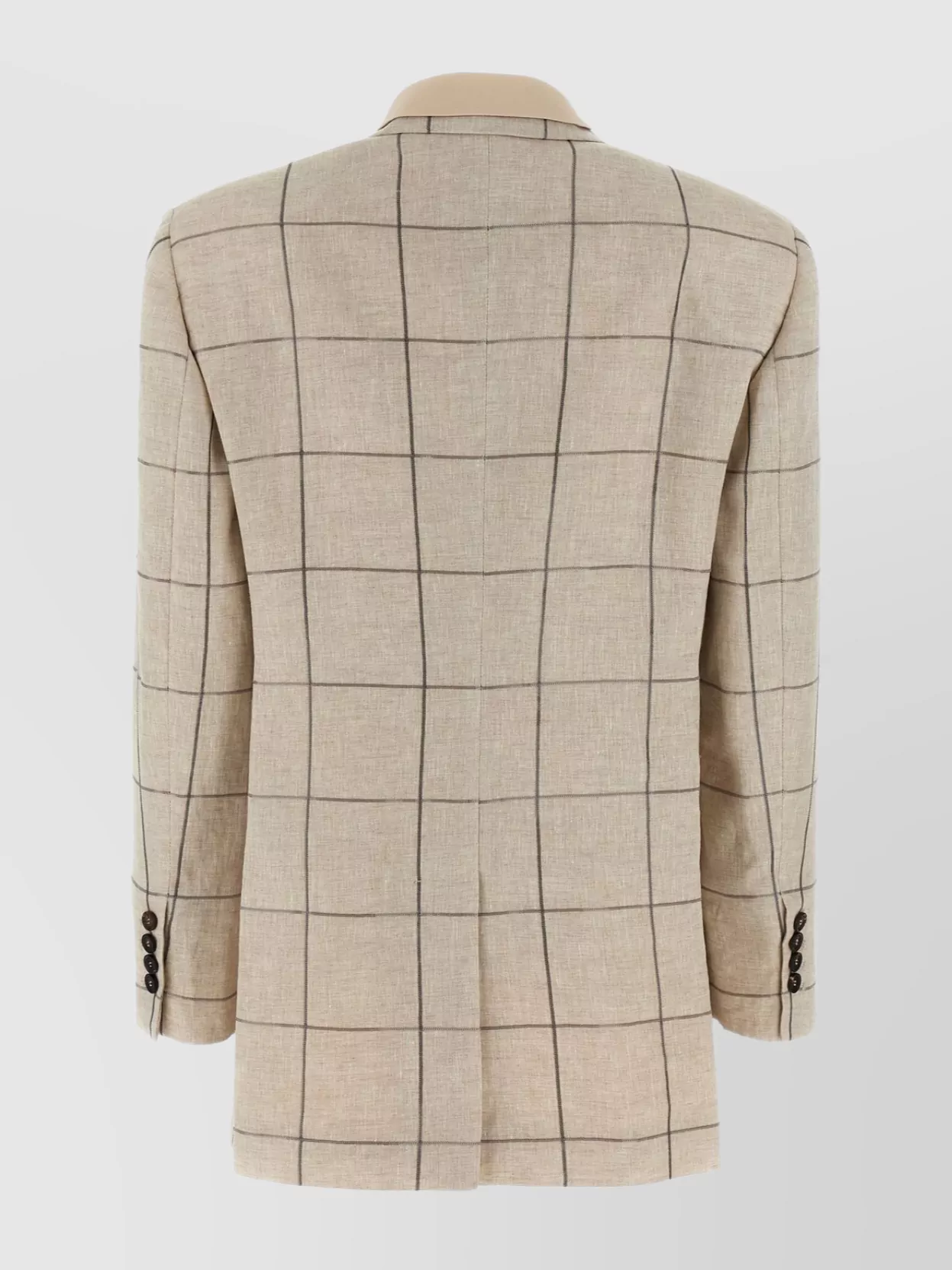 Shop Brunello Cucinelli Checkered Double-breasted Blazer With Embroidery