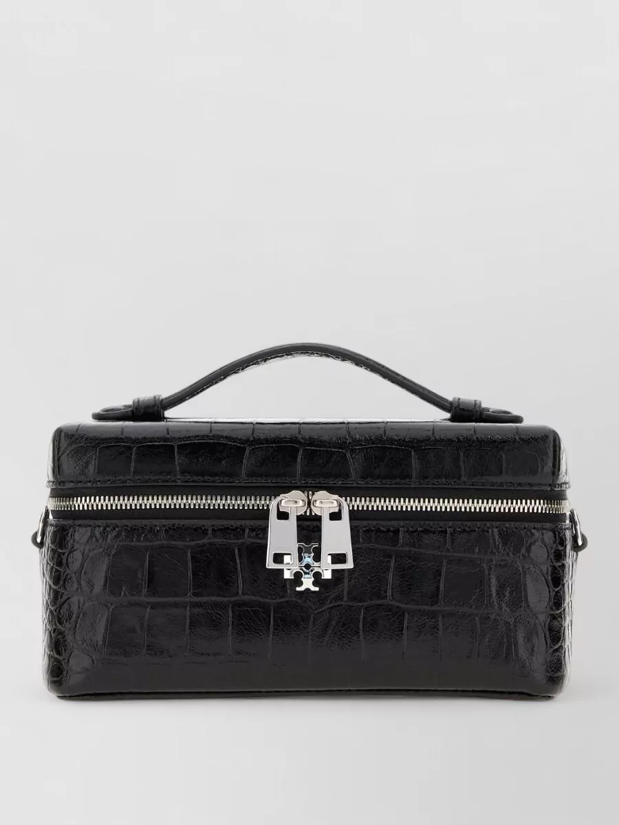 Tory Burch leather crocodile-effect clutch bag