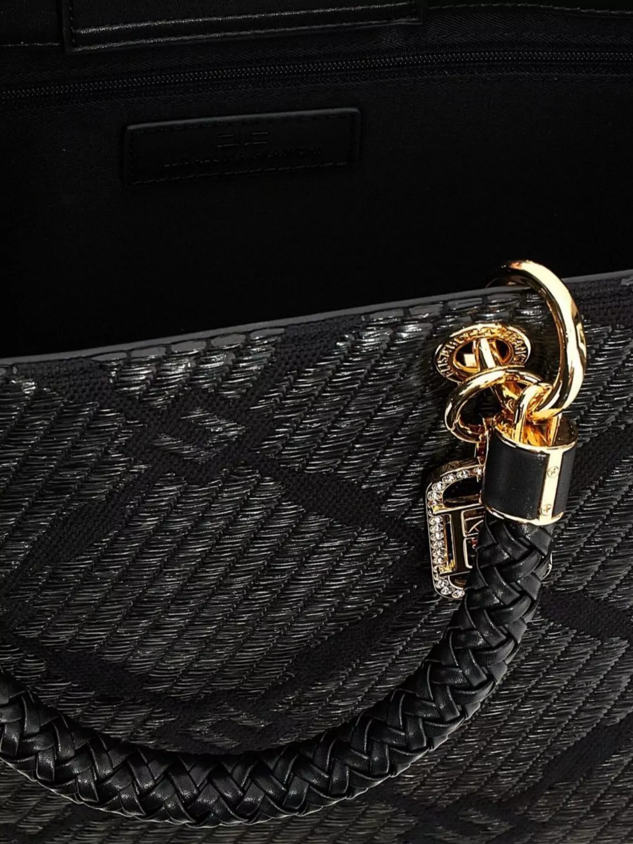 Shop Elisabetta Franchi Textured Finish Tote With Top Handle