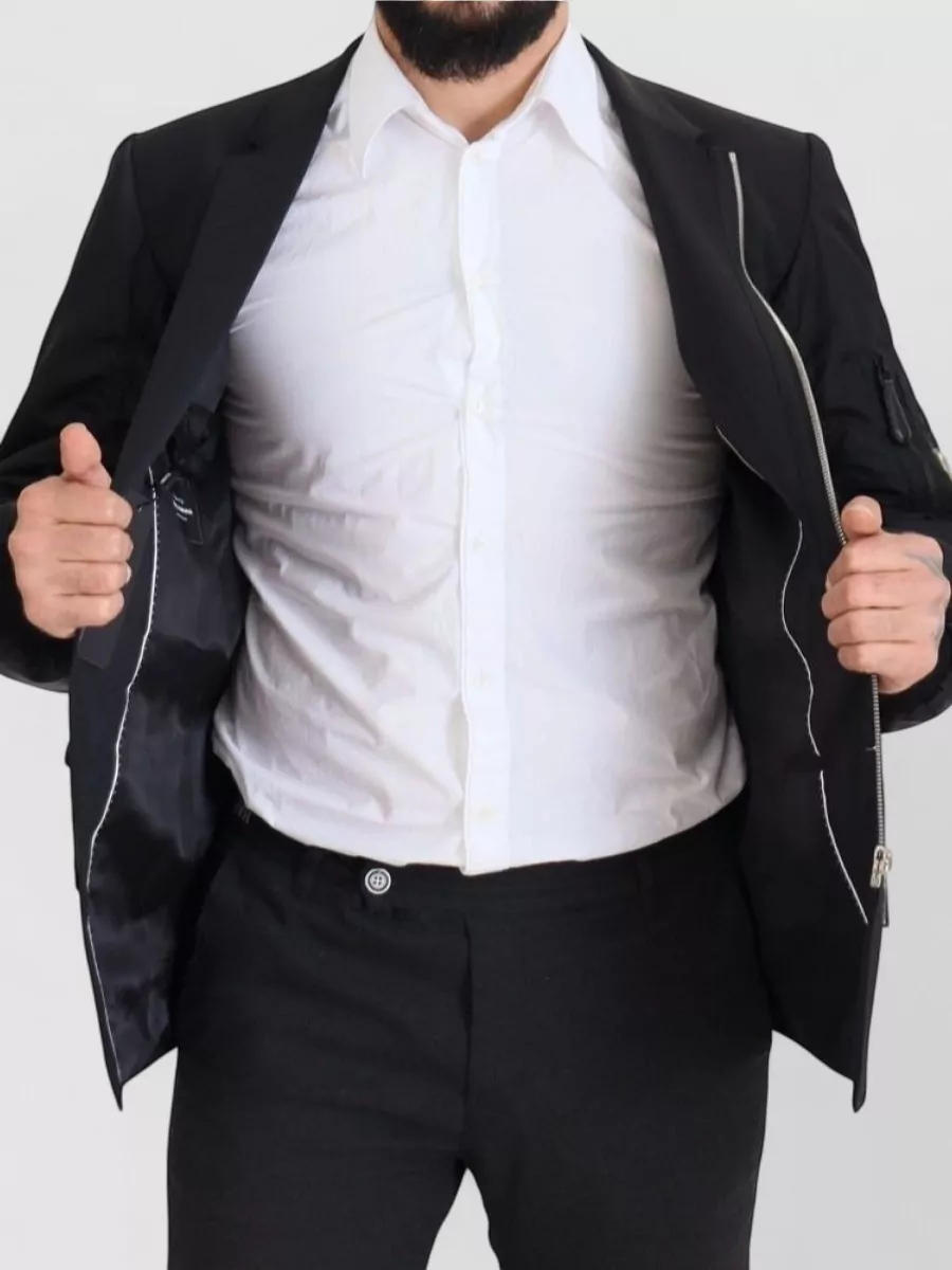Dolce&Gabbana Asymmetric Zip Wool Suit Jacket