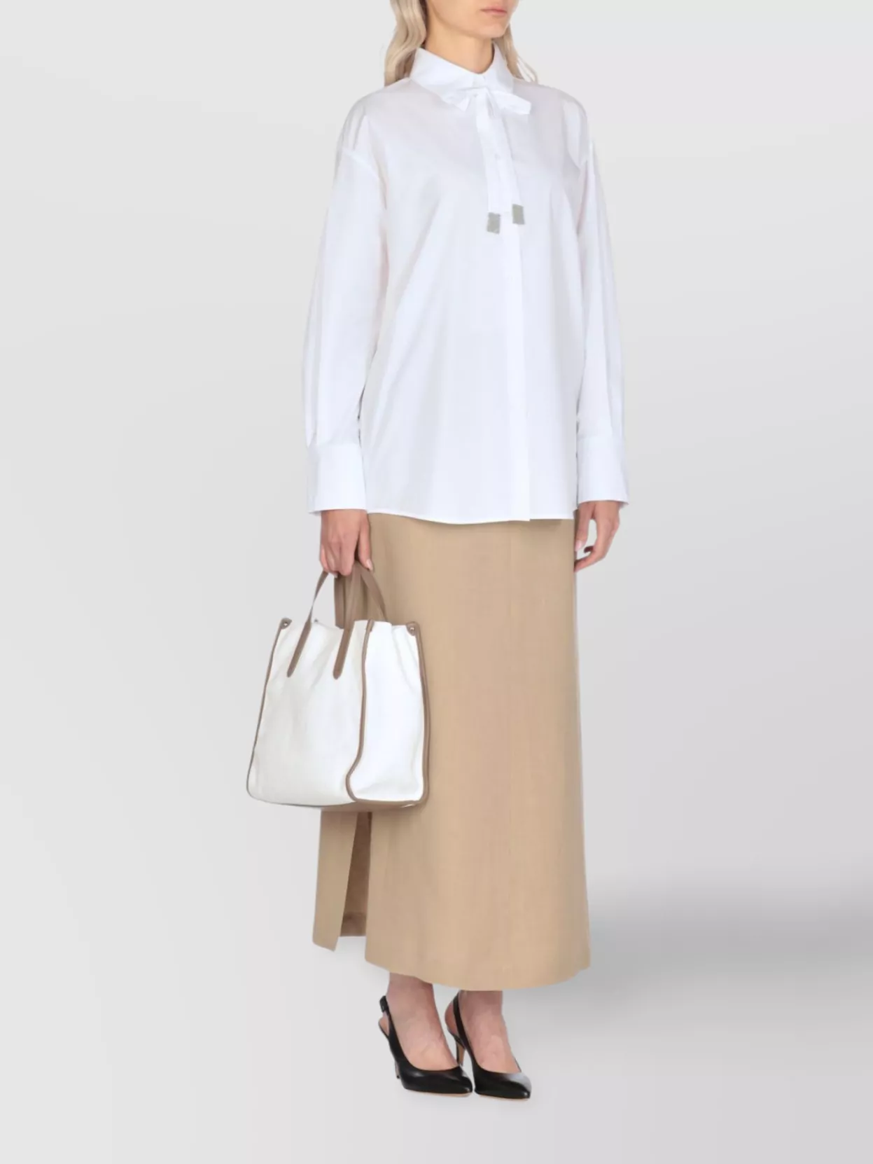 Fabiana Filippi Cotton Shirt With Long Sleeves And Pointed Collar In White