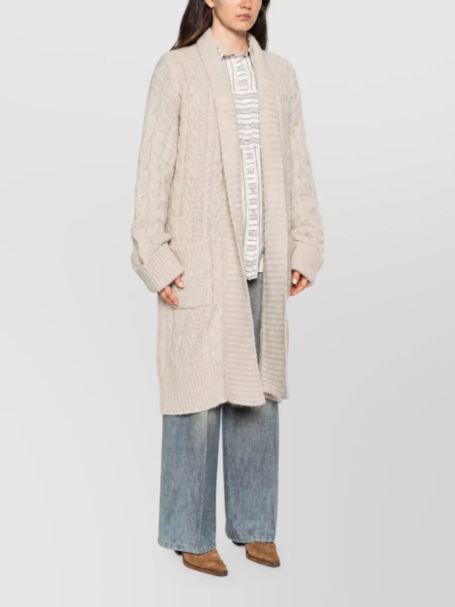 Ermanno Scervino Cashmere Cable-Knit Long-Sleeve Cardigan