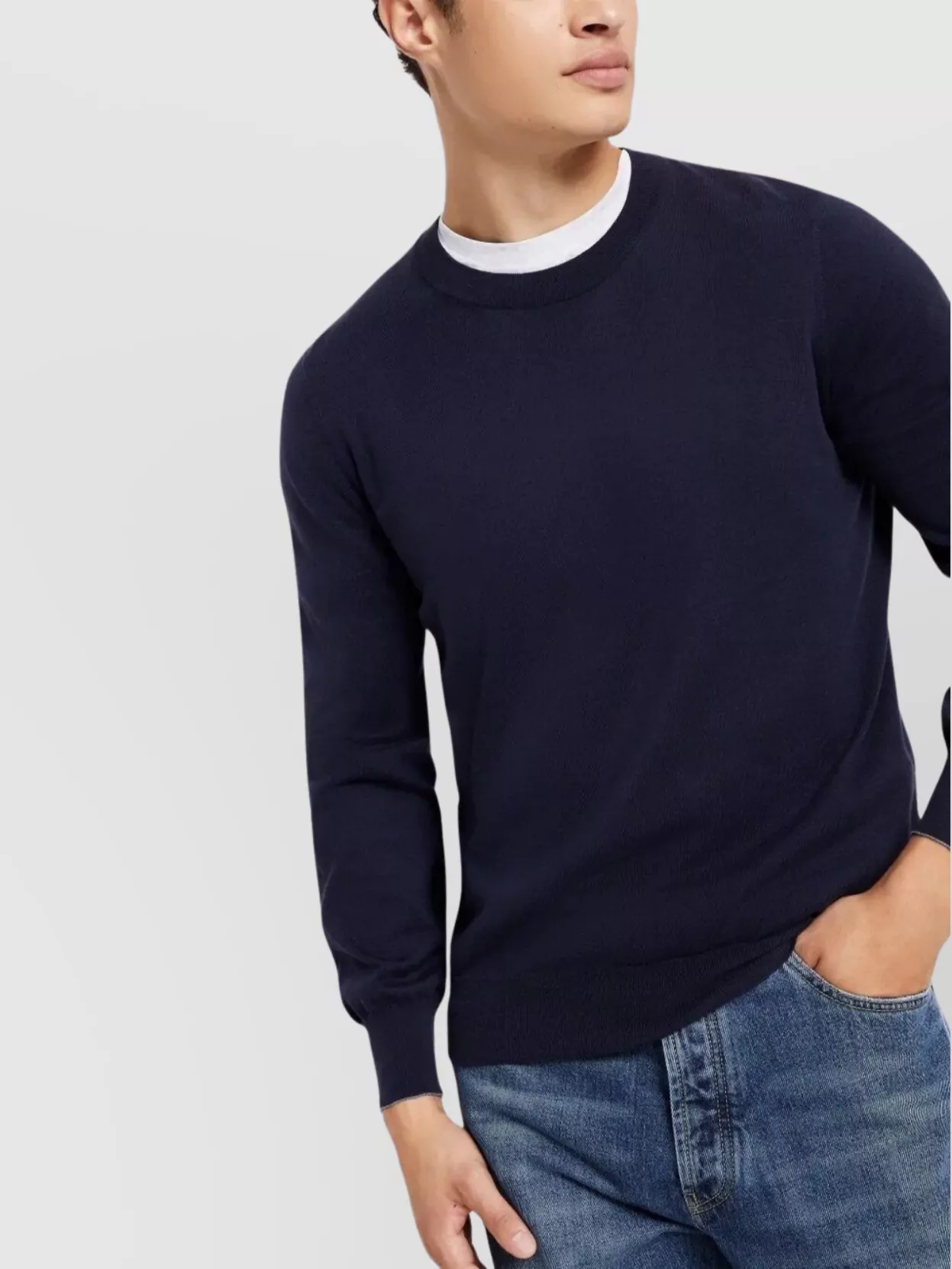 Brunello Cucinelli Ribbed Crew Neck Sweater With Long Sleeves