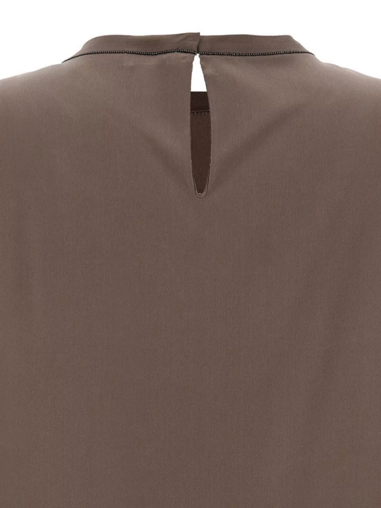 Brunello Cucinelli Silk Crewneck Blouse With Back Button Closure