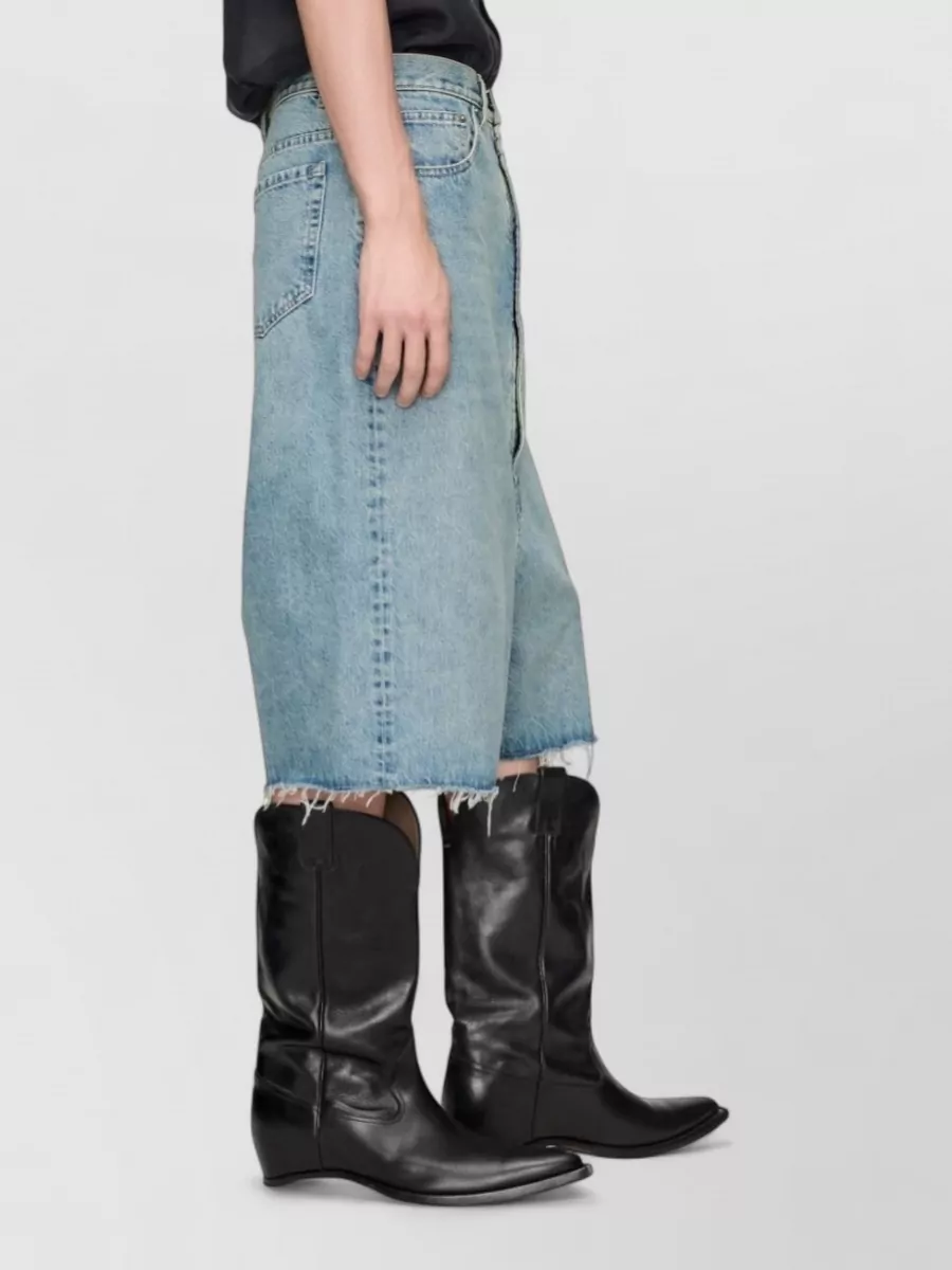 Maison Margiela Denim Dropped-Rise Raw-Cut Hem Bermuda Shorts