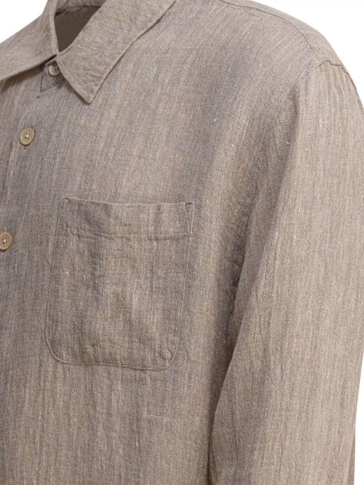 Our Legacy Textured Fabric Long Sleeves Chest Pocket Shirt In Brown
