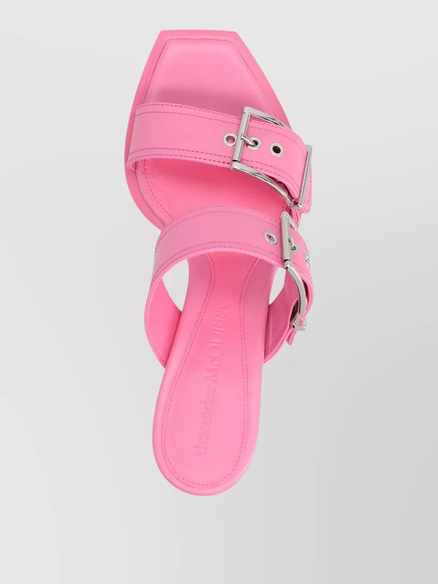 Mc Queen Punk Sandals Buckle Detail Open Square Toe