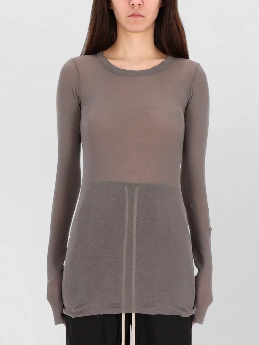 Rick Owens Long Sleeve Round Neck Sheer Top