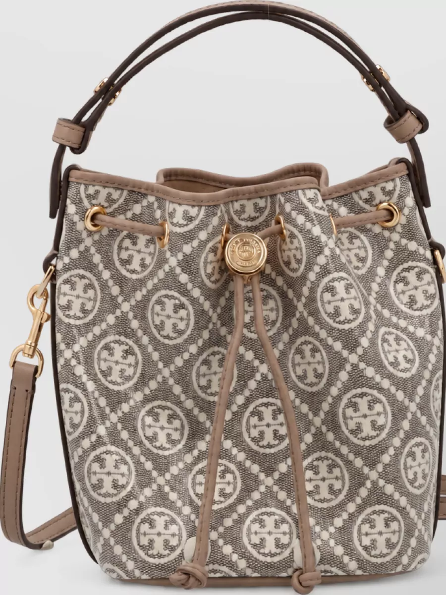 Tory Burch t monogram cotton mini bucket bag
