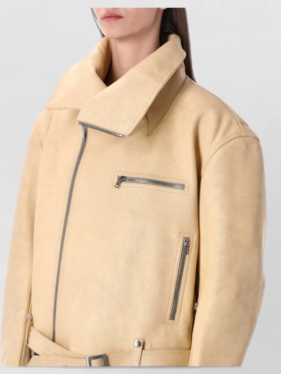 Rick Owens Leather Oversized Biker Jacket