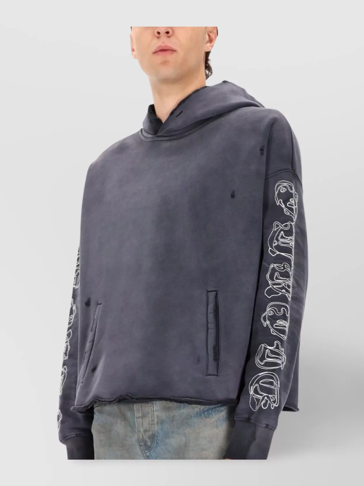 Purple Brand Hooded Sweater With Graphic Print Sleeves