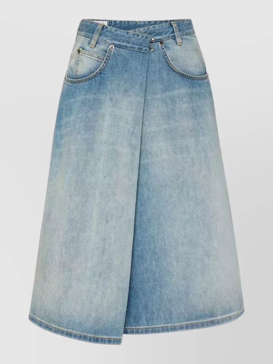 Maison Margiela denim asymmetric wrap midi skirt