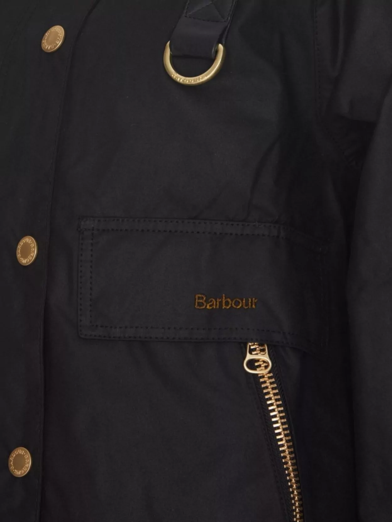 Barbour Cotton Wax Long Sleeve Blazer With Pockets In Black