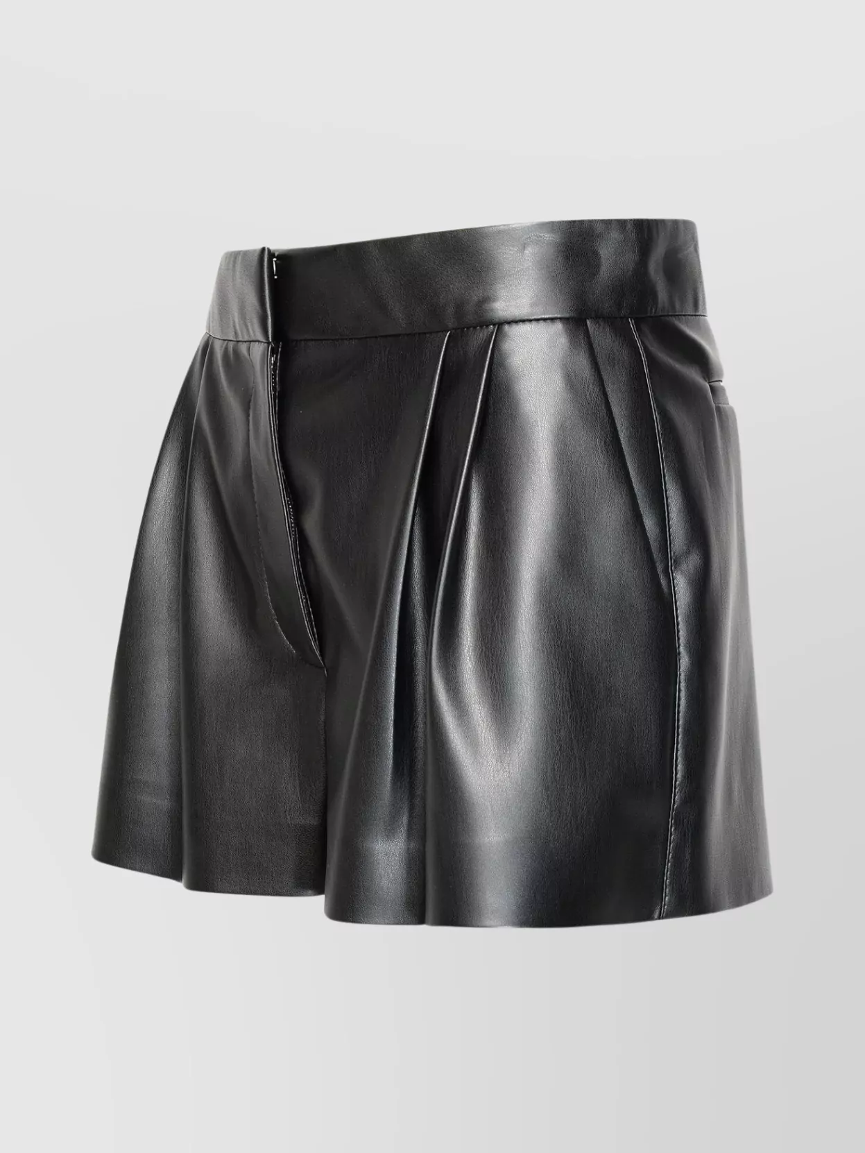 Shop Stella Mccartney Vegan Leather Belt Loop Pleated Shorts