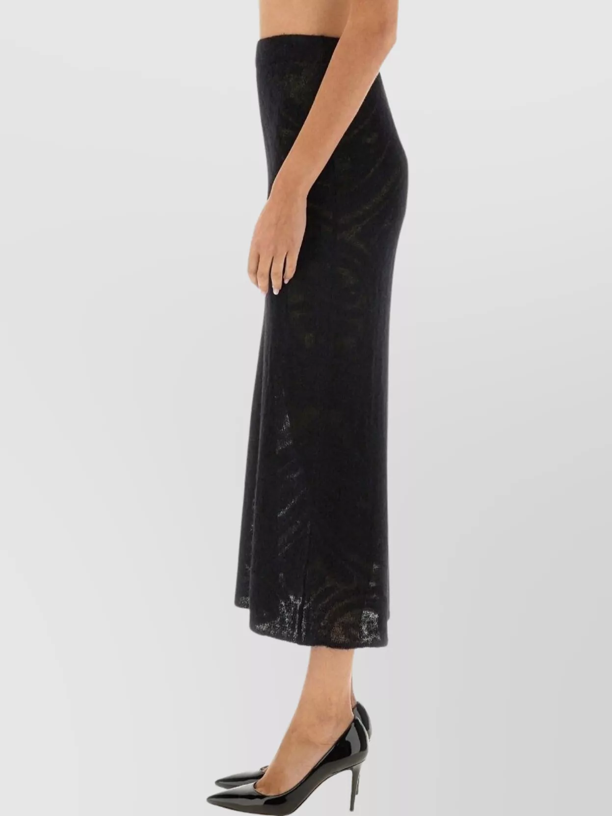 Etro Sheer Fabric Knit Skirt With Side Slit In Black