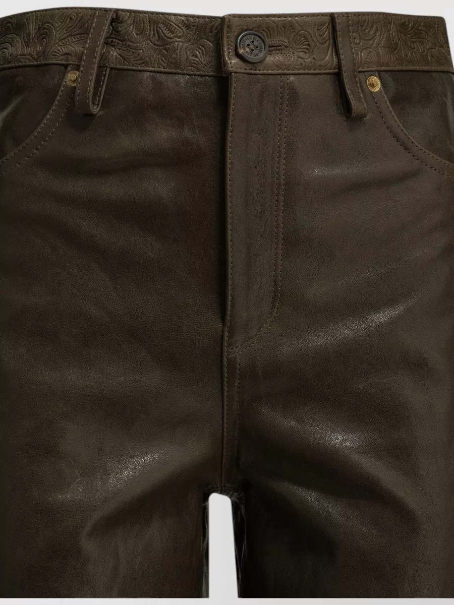 Golden Goose Leather High-Rise Straight-Leg Pants