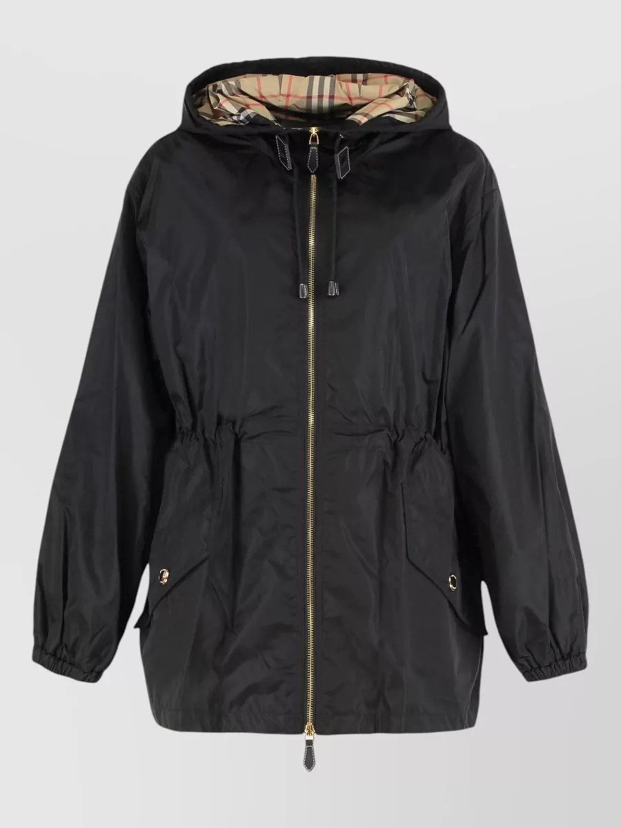 Burberry Hooded nylon windbreaker jacket