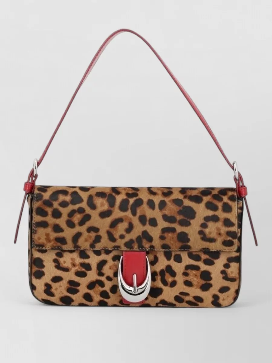 Staud na calf leather leopard clutch bag