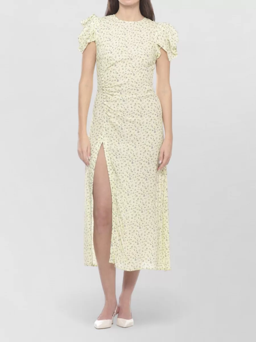 Mar De Margaritas Floral-Print Draped Midi Dress