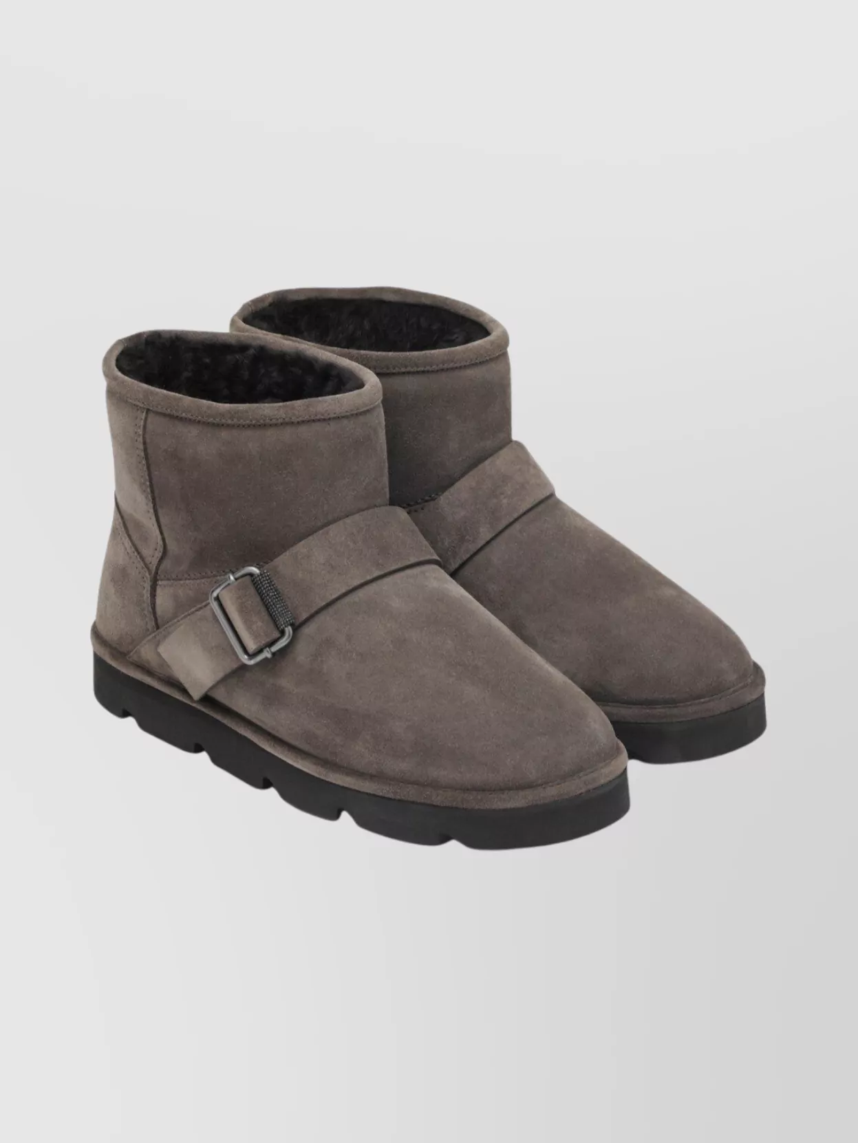 Brunello Cucinelli Suede Ankle Boots Featuring Buckle Detail In Brown