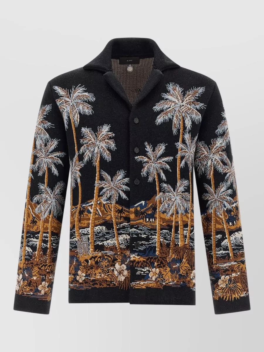 Alanui Virgin wool jacquard tropical overshirt