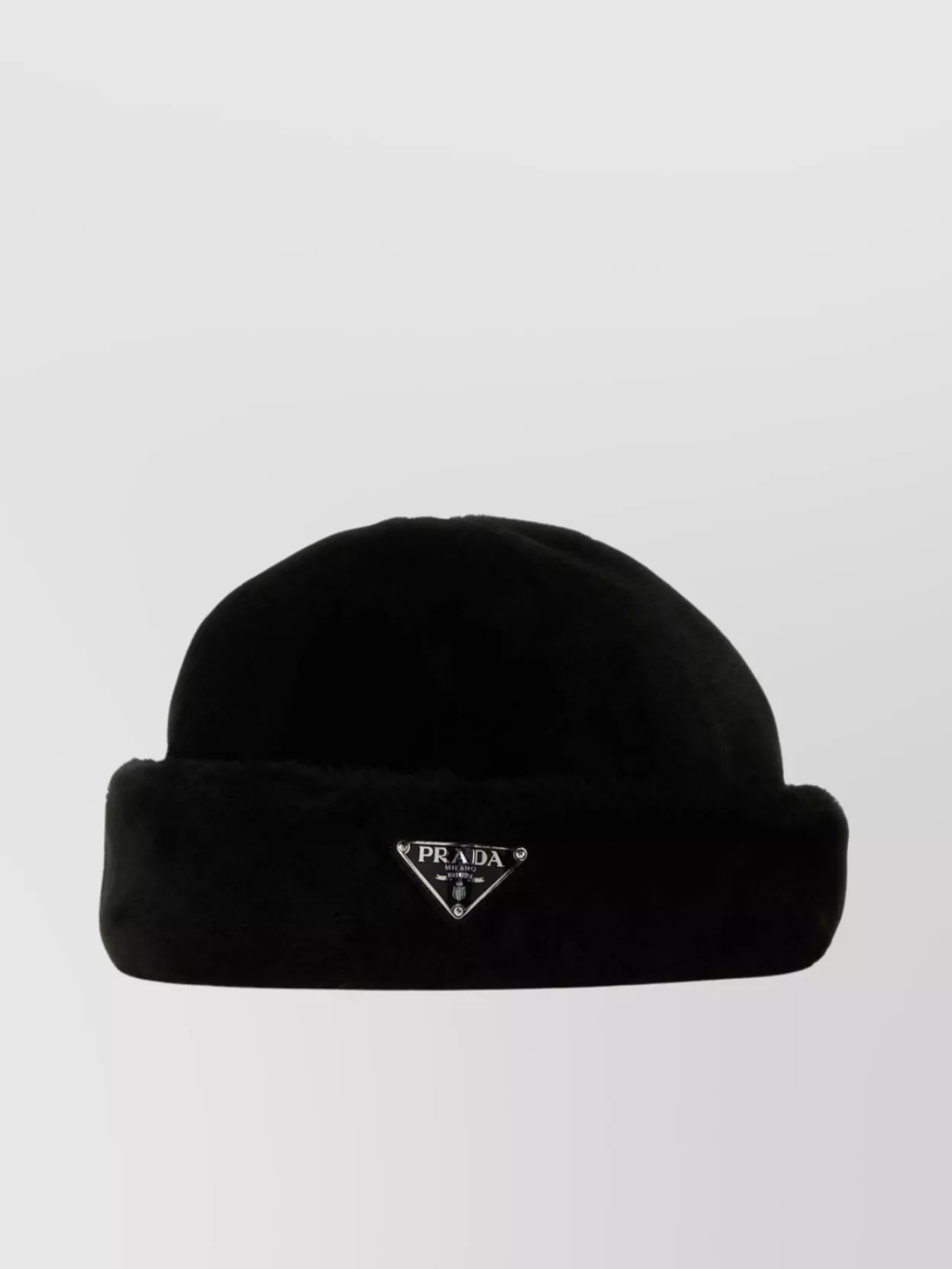 Shop Prada Shearling Wide Brim Hat In Black