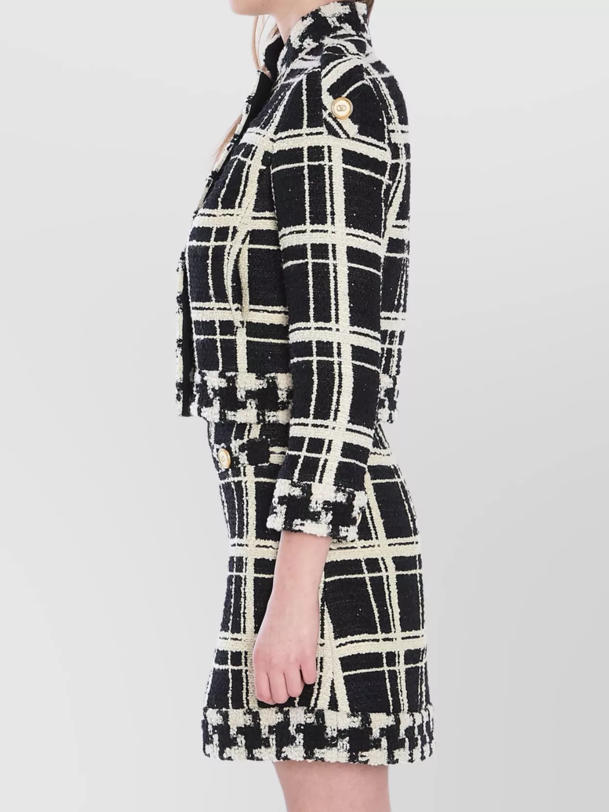 Valentino Garavani Macro Check Tweed Caban