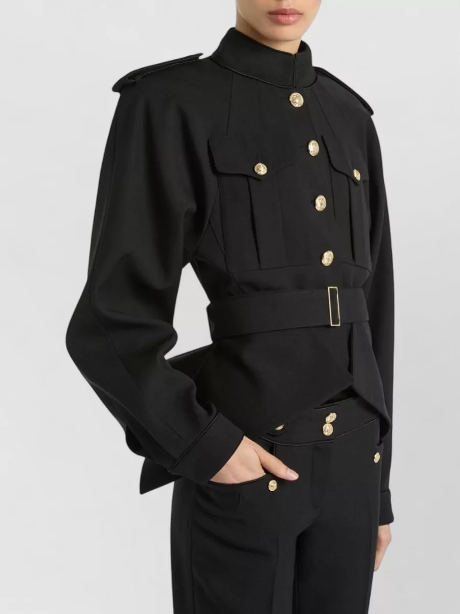 Balmain Wool Belted Officer Jacket