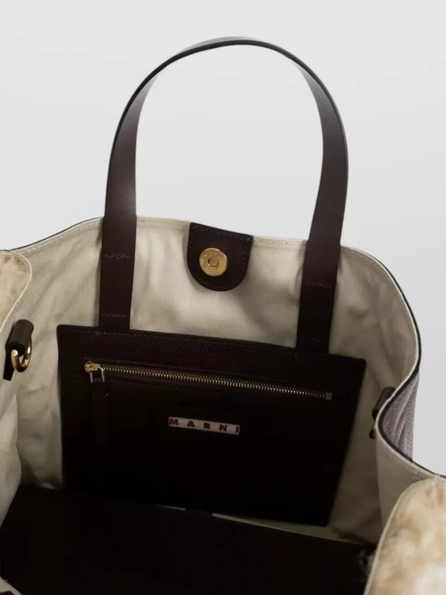 Marni Museo Shearling And Leather Tote Bag