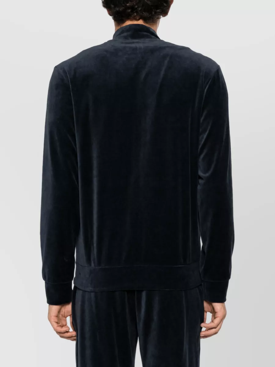 Emporio Armani Velvet High Neck Long Sleeve Zip Sweatshirt