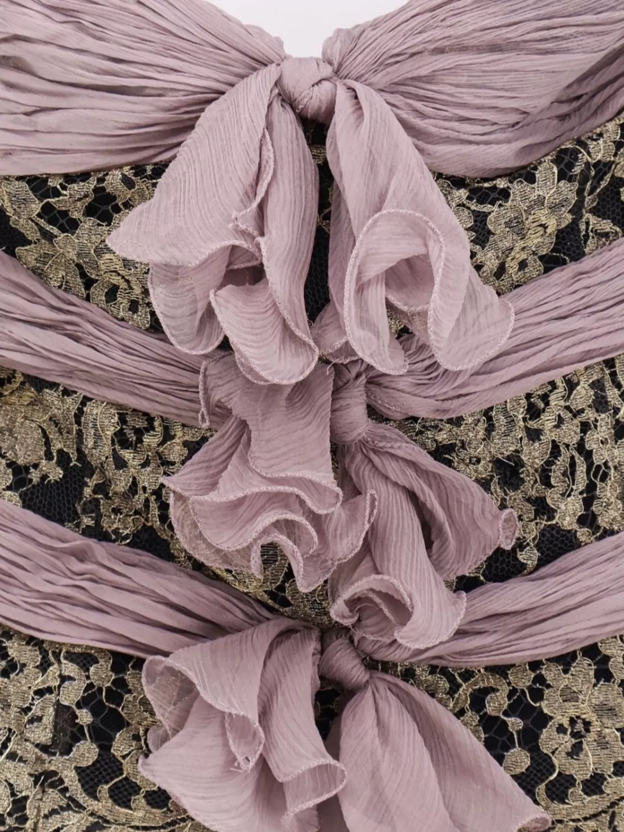 Valentino Strapless Chiffon Top With Lace And Ruffles