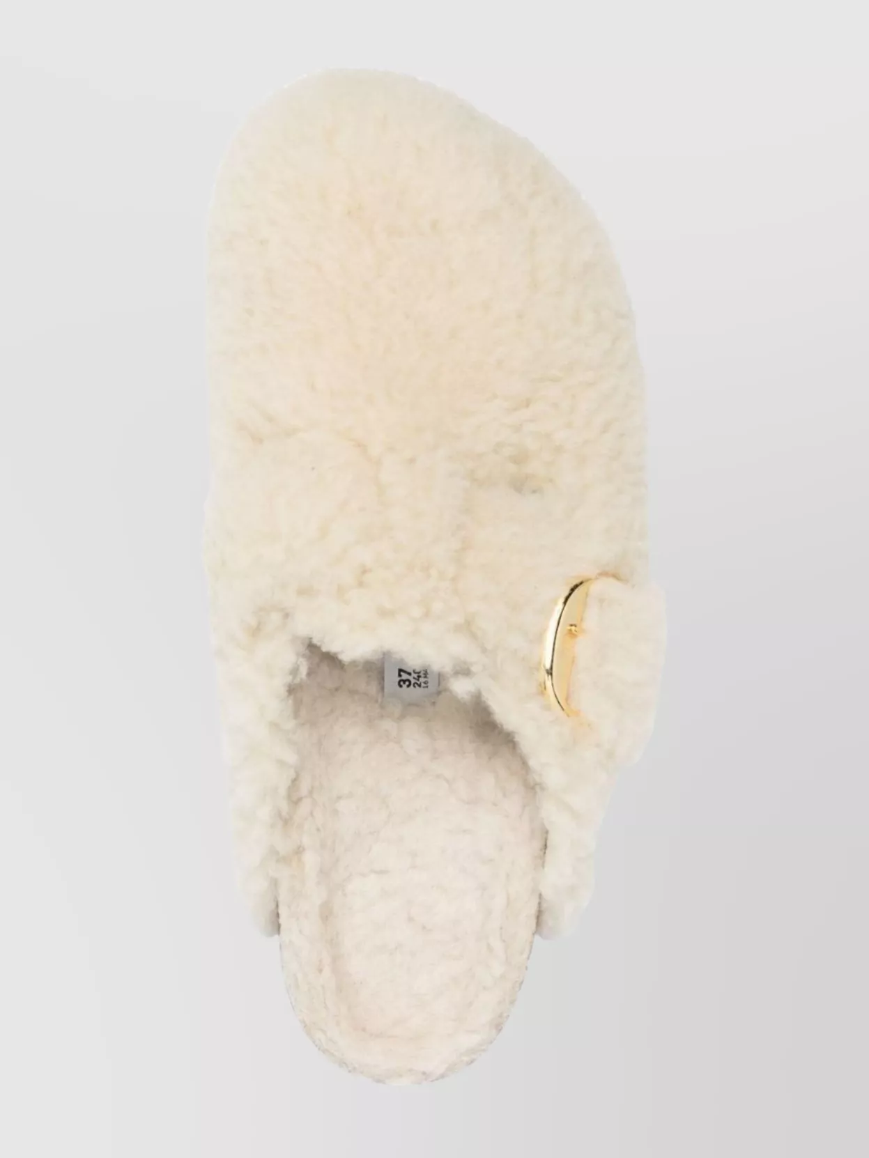 Birkenstock Womens Eggshell Shearling Boston Buckle-embellished Clogs In White