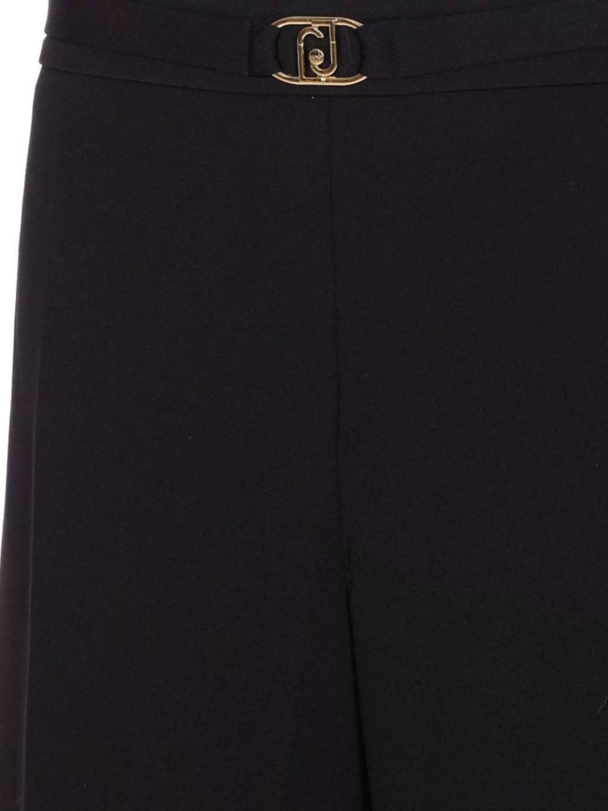Liu •jo Flared Fit Trousers Gold Buckle In Black