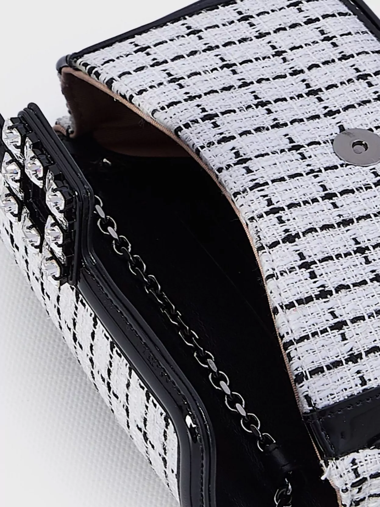 Roger Vivier Clutch Fabric Checkered Strap Detachable